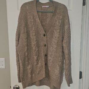 Shoe Dazzle Tan Cable Knit Cardigan